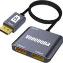 DisplayPort to Dual DisplayPort Splitter 1 in 2 Out | 4K60Hz, DP Source to DP Splitter Extended Display port splitter for Dual monitors, for Desktop,NVIDIA, AMD Graphics Card - MACOS Not Support MST