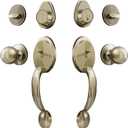 Double Door Handleset with Dummy Antique Brass Door Handle Sets Double Front Door Handles for Front Door or Office Door (Antique_1080), Antique Brass (for Double Door)