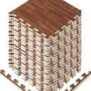 Yes4All 12,24,36 SQ.FT Wood Grain Puzzle Exercise Mat Protective Flooring, EVA Interlocking Foam Floor Tiles with Border for Home (B. Oak Wood Dark)