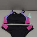 Beautikini Period Swimwear Two Piece Menstrual Leakproof Sporty Bikini Sets Bathing Suit Period Swimsuit for Teen Girls (Large, Black Purple)