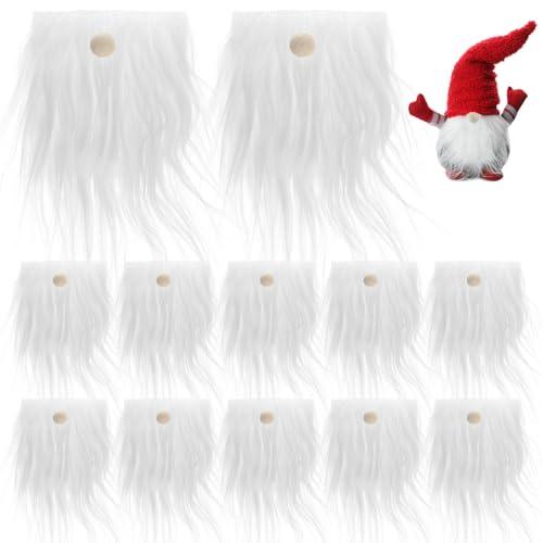 TOYANDONA 12 Pcs Pre-Cut Gnome Beards with 12 Wooden Balls, Faux Fur Beard and Wood Nose Set for DIY Crafting, Christmas Gnome Making Kit for Holiday, Easter, Valentine’s Day & Party Decorations