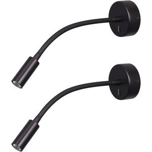 Wall Mounted Reading Lamp LED 3W Warm White 3000K Hardwired for Reading Matt Black(Black Hard-Wired 2PCS)