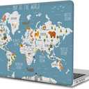 Case Compatible with MacBook Air 13 inch Case 2022 2021 2020 2019 2018 Release M1 A2337 A2179 A1932, Plastic Hard Shell Case Cover for Mac Air 13 Retina with Touch ID, World Map