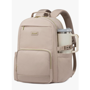 LOVEVOOK Laptop Backpack for Women with Pouch Pocket for Large Capacity Cup,15.6 Inch Laptop Computer Bag Travel Backpack Purse,Waterproof Work Business Backpack College Teacher Bags,Nude