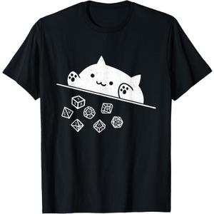 Cute Cat Gamer RPG Game D20 Dice Nerdy Men Women Kids T-Shirt,Small