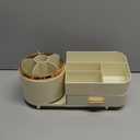 Makeup Organizer Countertop with Drawer 360 Rotating Brush Holder Storage Large Capacity Skincare Cosmetic Display Cases for Vanity Bathroom Desktop, Model 3016 Cream