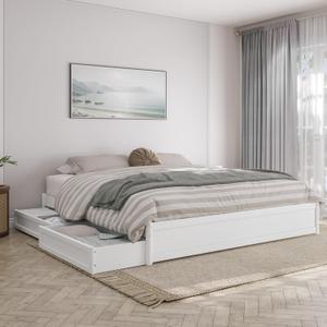 AFI, Barcelona King Panel Platform Bed with Storage Drawers, White