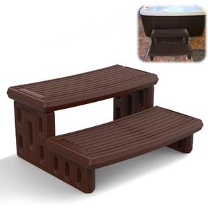 Hot Tub Steps, Non-Slip & Durable Hot Tub Stairs, Portable Universal Ladder Can Be Used Indoors and Outdoors (Reddish Brown)