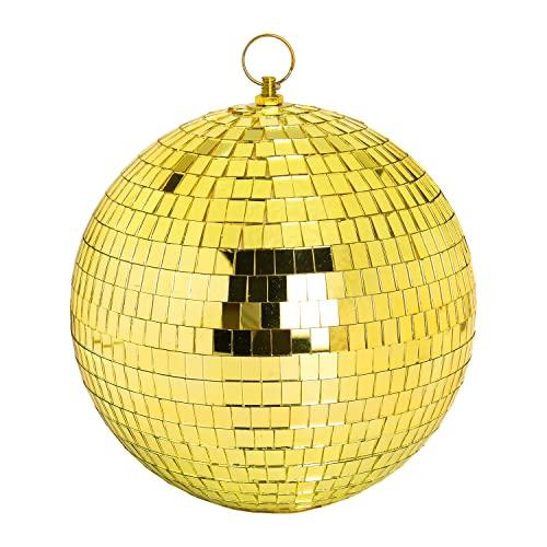 DJBoomy 8 Inch Hanging Mirror Disco Ball: Gold Disco Balls Decorations Mirror Ball with Hanging Ring for Party Decor Home Events DJ Parties