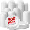 (500-Pack) Coffee Cup Lids - Disposable Coffee Lids for 8, 10, 12, 16, 20, & 24 oz Paper Cups, Dome for To-Go Beverages, Expresso, Tea, Hot Chocolate - White
