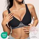 OEAK Women's Deep V Bras Wireless Comfortable Bra Supportive No Underwire Bras Tshirt Push Up Bralettes Plunge Seamless Bra (Black, XXL)