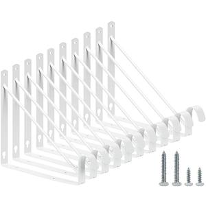 HOME MASTER HARDWARE 10 Pack Heavy Duty Closet Shelf & Rod Brackets, Wall Mounted Closet Shelves Bracket with Rod Support for Both Shelf Storage and Closet Rod White