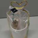 ELLDOO Coffee Spoon Set, White Ceramic Holder with 8 Stainless Steel Gold Leaf Coffee Spoons, Creative Flatware Set for Stirring, Mixing, Sugar, Ice Cream, Cake (8 x Spoons)