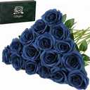 Waipfaru 16 Pcs Blue Roses Artificial Flowers, Long Stem Fake Roses, Silk Faux Flowers for Valentines Wedding Bouquet Vase Centerpiece Home Decor (Navy Blue)