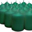Green Pine Scented Votive Candles - 15 Hour Long Burn Time - Textured Finish - Box of 15