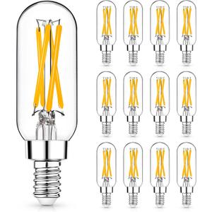 Mlambert 12 Pack E12 LED Edison Bulbs,4W Equal 40W e12 Candelabra Bulbs 2700K,Dimmable T6 T25 LED Bulbs,E12 Bulbs for Chandelier,not E26 Base (Warm White)