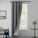 LCOOMZEN 3in1 Layers Noise Cancelling Curtains for Bedroom Grommet Full Blackout Window Drapes Thermal Insulation Winter Curtains for Living Room (1 Panel, Grey, 50" x 84")