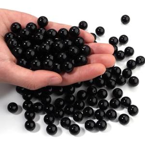 150pcs Black 12mm Pearl Beads with Hole Round Pearls for Crafting Loose Pearl Beads for Jewelry Making Fake Pearls Bead for Bracelets Necklaces Earrings Key Chains Accessories DIY