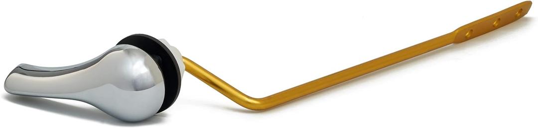 Qualihome Universal Toilet Tank Flush Lever, Chrome Finish Handle with Metal Nut, Fits Most Toilets (Side Mount) (Chrome Polished)