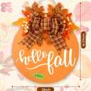 Hello Fall Wreath for Front Door, 12 Inch Fall Door Sign with Bow, Maple Leaves and Berries, Rustic Fall Decor for Porch, Wall, Thanksgiving & Harvest Season
