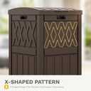 DWVO 38 Gallon Outdoor Trash Can, Resin Garbage Can with Tiered Lid and Drip Tray, Waterproof Trash Bin for Patio, Kitchen, Backyard (Brown)