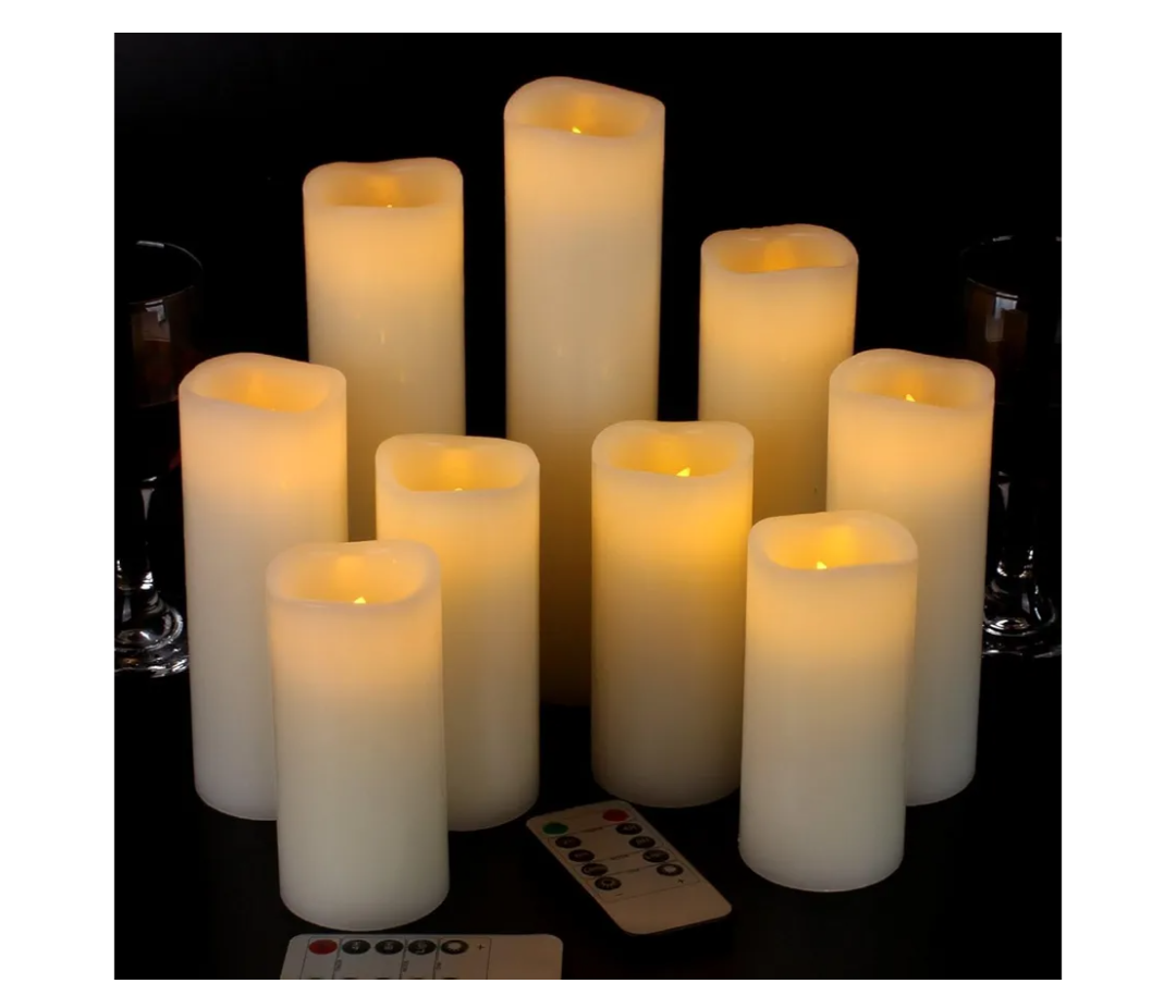 Vinkor Flameless Candles Battery Operated Candles Real Wax Pillar LED Candles with 10-Key Remote and Cycling 24 Hours Timer, 14 Candles