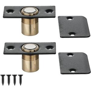 JQK Closet Magnetic Door Ball Catch Hardware, 430 Stainless Steel Catch Adjustable with Strike Plate, Black Finish 2 Pack, HBC120-BK-P2