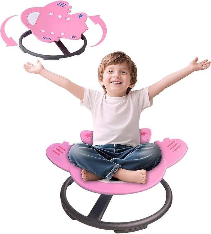 Sensory Spinning Chair for Kids,Autism Childs Swivel Chair,Sit and Spin Toy,Sensory Equipment,Non-Slip Metal Base Indoor and Outdoor Training Body Coordination Ages 3-12