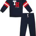 Tommy Hilfiger boys 2pc Knit Jog Set (24 Months, Navy Blazer/Red/Vanilla Ice)