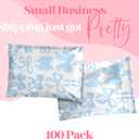 Pretty Package Store 6x9 Designer Poly Mailer 100 Pack Heavy Duty Waterproof Self Seal Shipping Bags for Small Business Large Mailing Envelopes Bulk Tear Resistant Packaging Blue Bows