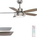 42 Inch Nickel Ceiling Fans with Lights and Remote Control for Bedroom, Modern Ceiling Fan with Quiet Reversible DC Motor, 3CCT, Dimmable, LED for Living Room, Patio, Indoor and Outdoor