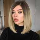 quickwig Short Bob Wig Ombre Blonde Wigs Side Part Cosplay Party Halloween Wigs Heat Resistant Fiber Synthetic Wigs for Women