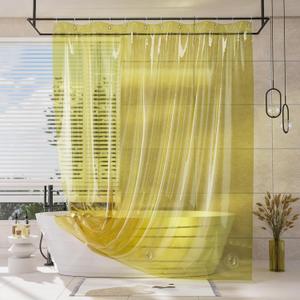 AmazerBath Shower Curtain Liner, 100% EVA Clear Yellow Heavy Duty Shower Curtain and Liner 2-in-1, 72x72 Luxury Plastic Weighted Bathroom Shower Liner, 12 Rustproof Grommets & 3 Heavyweight Stones (Rainbow Lemon)