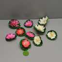 10PCS 3 Sizes Artificial Foam Lotus Floating Flowers with Water Lily Pad Ornaments for Home Garden Pond Decor Pools Water Decorations, Pink and White