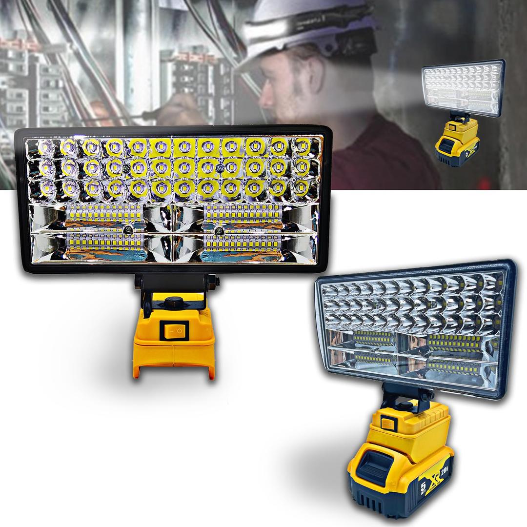 Cordless LED Work Light for Dewalt 20V Battery，90W 5400ML LED Wide Beam Flood Light with Two USB Charging Port Light for Emergency, Workshop, Garage (No Battery)