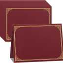 SUNEE 10 Packs Burgundy Certificate Holders, 250gsm, for 8.5x11 Award Certificates, Certificate Covers with Gold Foil Border