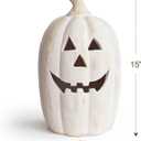 Fall Decor - White Handmade Terracotta Pumpkin Jack O' Lantern Outdoor