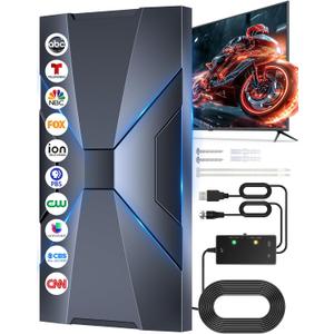 2026 Strongest 6000+Mile TV Antenna for Local Channels,360° Amplifier Signal Booster,Waterproof Digital Out/Indoor HDTV Antenna for Smart TV,Support All TV,4K 8K 1080P VHF UHF-Long Coax Cable