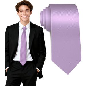 Fineknot Black Ties for Men, Formal Neckties for Men, Solid Color Mens Ties for Business, Wedding, Party, Mens Neck Tie (Lavender)
