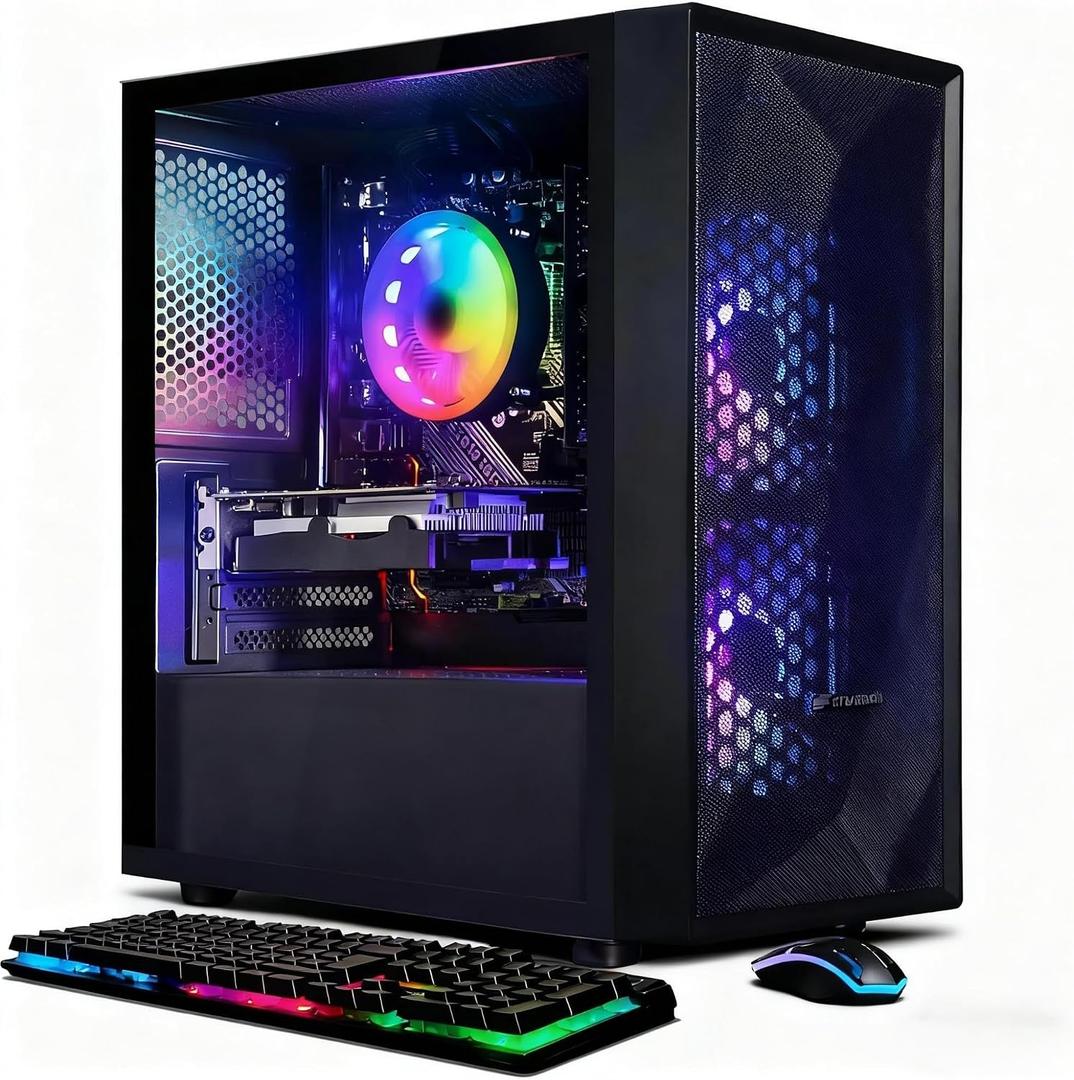 STGAubron Gaming PC Desktop,Core I5,RTX 2060 6G,16G RAM,512G SSD
Gaming Computer Tower for Streaming,Video Editing,Home,School,I5 up to 3.7GHz,ARGB Fan,WiFi 6,BT 5.0,4K DP,HDMI,Win11 Home