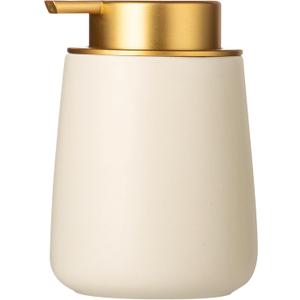 Enra Ceramic Soap Dispenser,12 oz Hand Lotion Dispenser with Gold Pump,Wide-Mouth Refillable Dish Soap Dispenser,Modern Liquid Soap Dispenser for Kitchen & Bathroom Countertop Decor