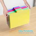 Clear Hanging File Folder Box - for Letter Size - Sturdy Vertical Acrylic Magazine Rack Desk File Organizer with Handle, Transparent Storage Bin for Office Classroom, Assembly Required