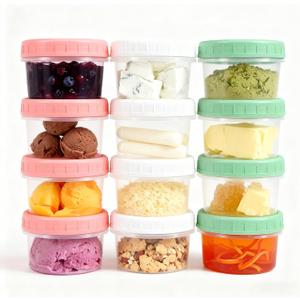 Food Storage Containers - 12 Pack 6.8 oz Freezer Storage Containers with Twist Top Lids, Leakproof, BPA Free, Microwave & Dishwasher Safe Takeout Container - Ideal for Soup and More