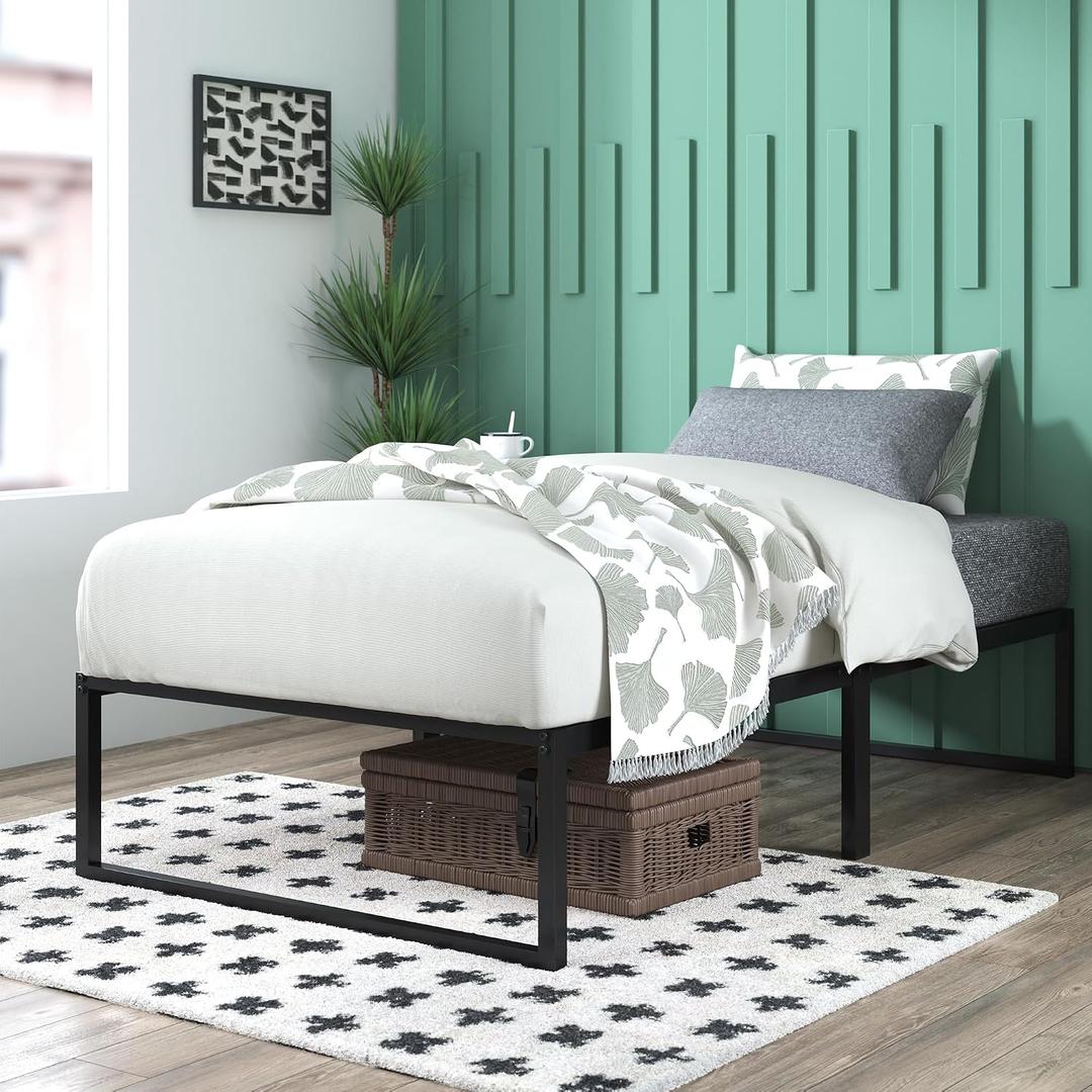 Zinus Lorelei 14 Inch Metal Platform Bed Frame, Mattress Foundation with Steel Slat Support, No Box Spring Needed, Easy Assembly, Twin, Black