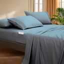 Deep Pocket Twin Fitted Sheet - Fits Mattresses Up to 21" Thick - 3 Piece Bed Sheets - Moisture Wicking, Cooling & Soft Fitted Sheet & Pillow Cases (Light Blue)