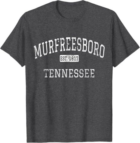 Murfreesboro Tennessee TN Vintage T-Shirt (Large, Grey)