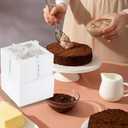 JCD 48pcs Cake Boxes 8x8x5in with Window,White 8 inch Cake Boxes with Boards for Pastries,Cupcakes,Cookies, Pie, Muffins and Donuts(24 Boxes &24 Boards & Stickers & ribbon) (8 * 8 * 5inch/24sets)