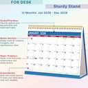 4 x Desk Calendar 2026, Desktop Calendar 2026 Standing flip, 8.5 x 11, Jan 2026 - Dec 2026, Stand Up Calendar with Memo Pages, Large Ruled Blocks, Holidays, Thick Paper, Great for Home, School, Office