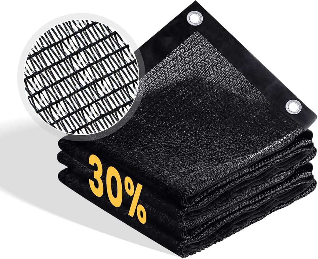 VICLLAX 30% Shade Cloth, 6x6FT Durable Black Mesh Trap with Every 3 FT Grommet, Sun Shade Fabric Netting for for Plants Cover, Greenhouse, Chicken Coop, Barn Kennel, Garden Patio