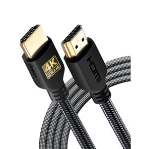 PowerBear 4K HDMI Cable 10 ft | High Speed Hdmi Cables, Braided Nylon & Gold Connectors, 4K @ 60Hz, Ultra HD, 2K, 1080P, ARC & CL3 Rated | for Laptop, Monitor, PS5, PS4, Xbox One, Fire TV, & More